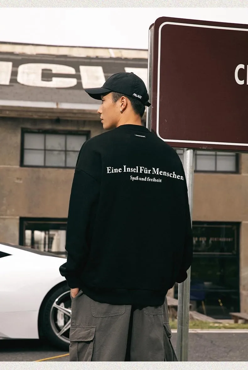 men's Oversized Graphic Letter Print Sweatshirts Crewneck Pullover Heavyweight Hoodies Long Sleeve Streetwear Hoodie