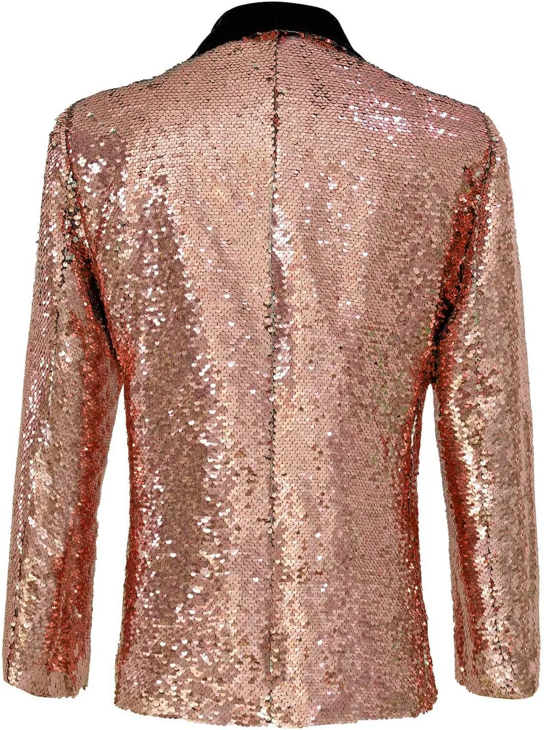 Men's Shiny Sequin Blazer Sparkle Metallic Tuxedo Jacket Party Prom Wedding One Button Jacket