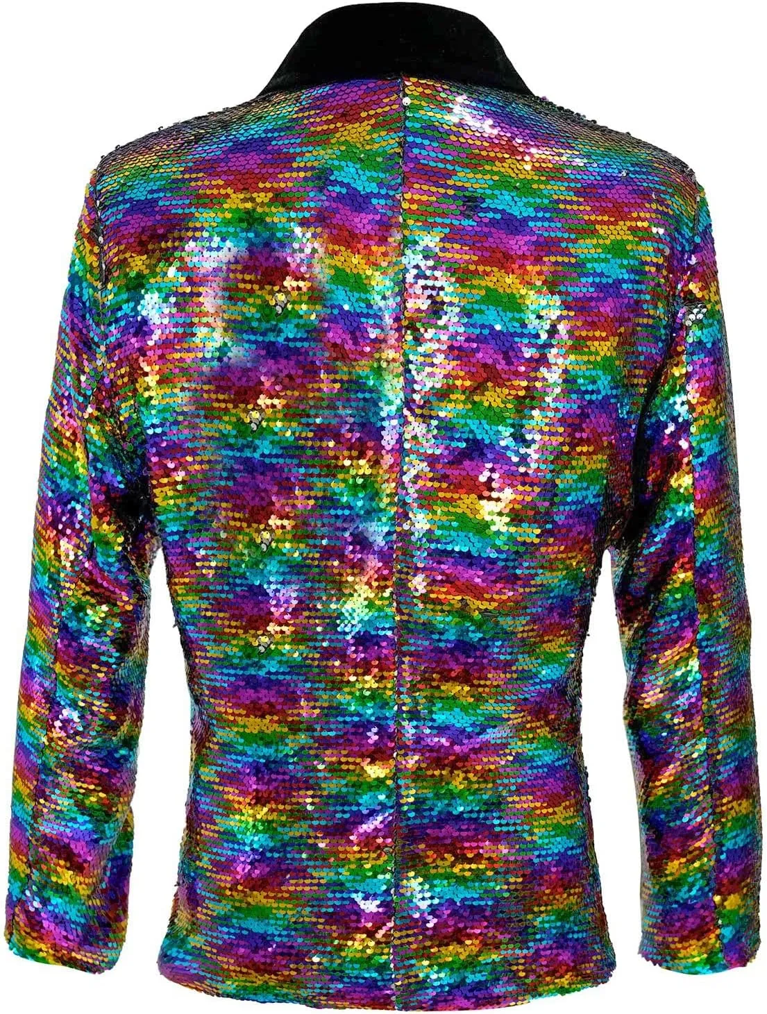 Men's Shiny Sequin Blazer Sparkle Metallic Tuxedo Jacket Party Prom Wedding One Button Jacket