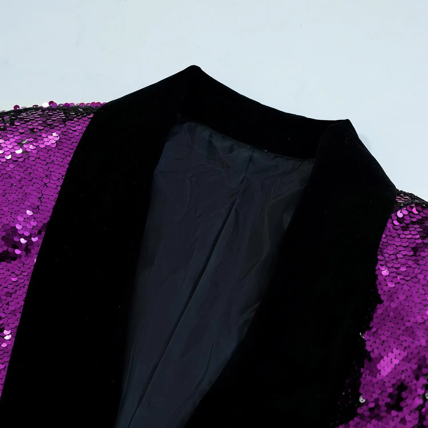 Men's Shiny Sequin Blazer Sparkle Metallic Tuxedo Jacket Party Prom Wedding One Button Jacket
