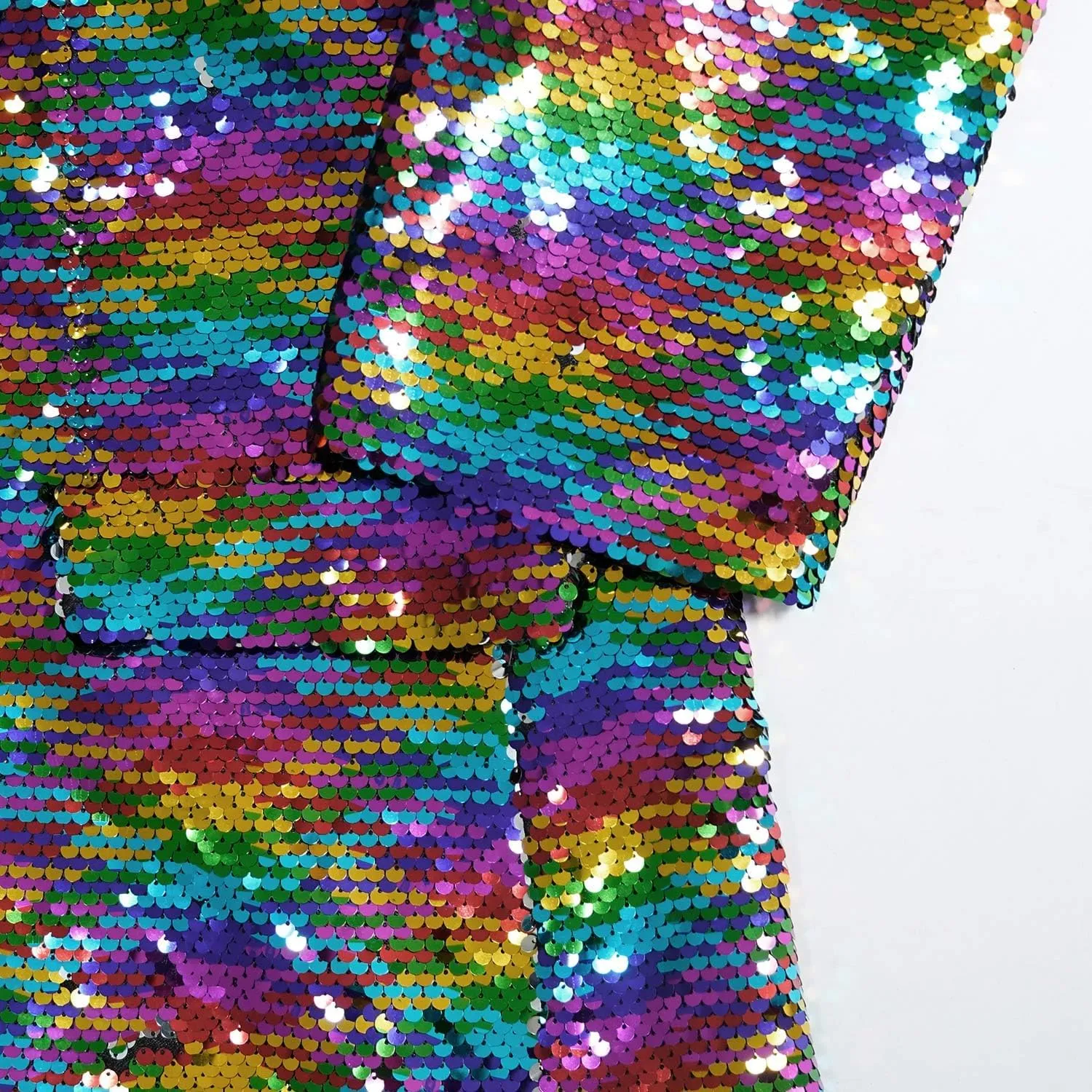 Men's Shiny Sequin Blazer Sparkle Metallic Tuxedo Jacket Party Prom Wedding One Button Jacket