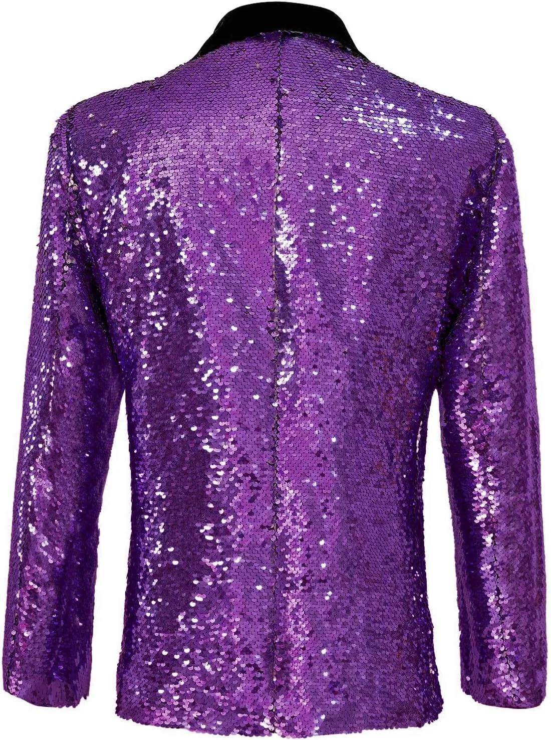 Men's Shiny Sequin Blazer Sparkle Metallic Tuxedo Jacket Party Prom Wedding One Button Jacket