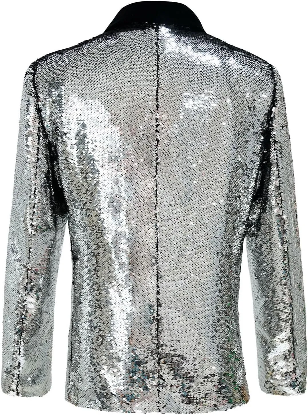 Men's Shiny Sequin Blazer Sparkle Metallic Tuxedo Jacket Party Prom Wedding One Button Jacket