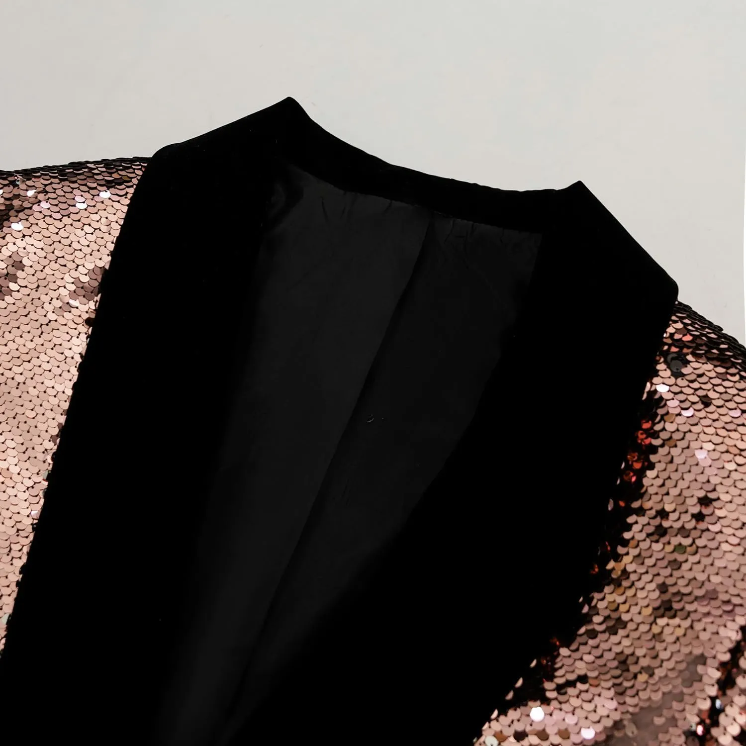 Men's Shiny Sequin Blazer Sparkle Metallic Tuxedo Jacket Party Prom Wedding One Button Jacket