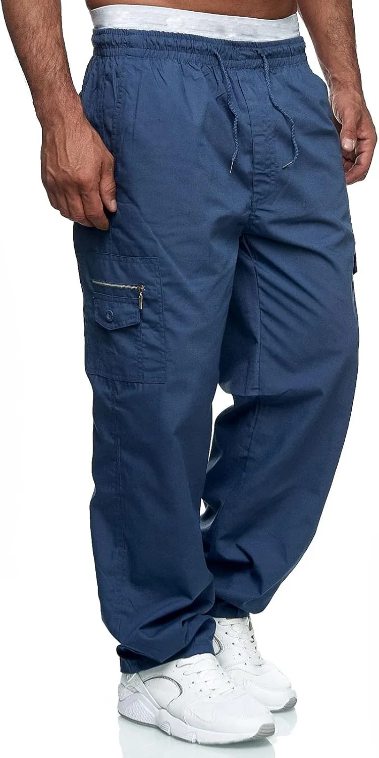 Mens Sweatpants with Pockets Cargo Sweatpants Open Bottom Straight Leg Casual Loose Fit Baggy Athletic Jogger Pants