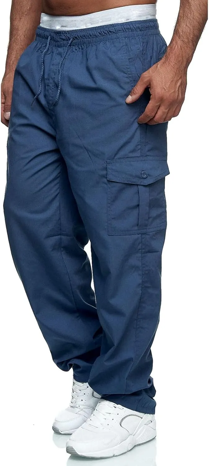 Mens Sweatpants with Pockets Cargo Sweatpants Open Bottom Straight Leg Casual Loose Fit Baggy Athletic Jogger Pants