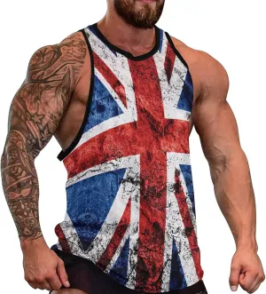 Mens Tank Tops Summer Sleeveless T-Shirt Puerto Rico Flag Casual Funny Gym Workout Tank Top