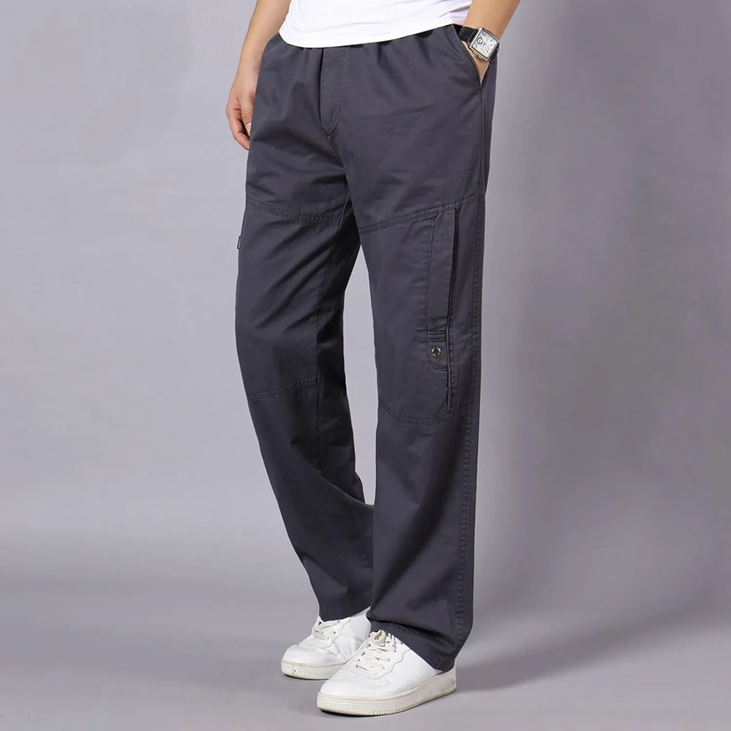 Mens Workout Cargo Sweatpants Thermal Cotton Pants Fashion Loose Handsome Pocket Jeans Pants Tooling Camouflage Pants