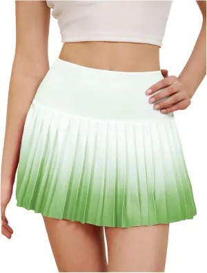 Milumia Women's Pleated Tennis Skirt with Shorts Ombre Print High Waisted Mini Athletic Golf Workout Sport Skorts