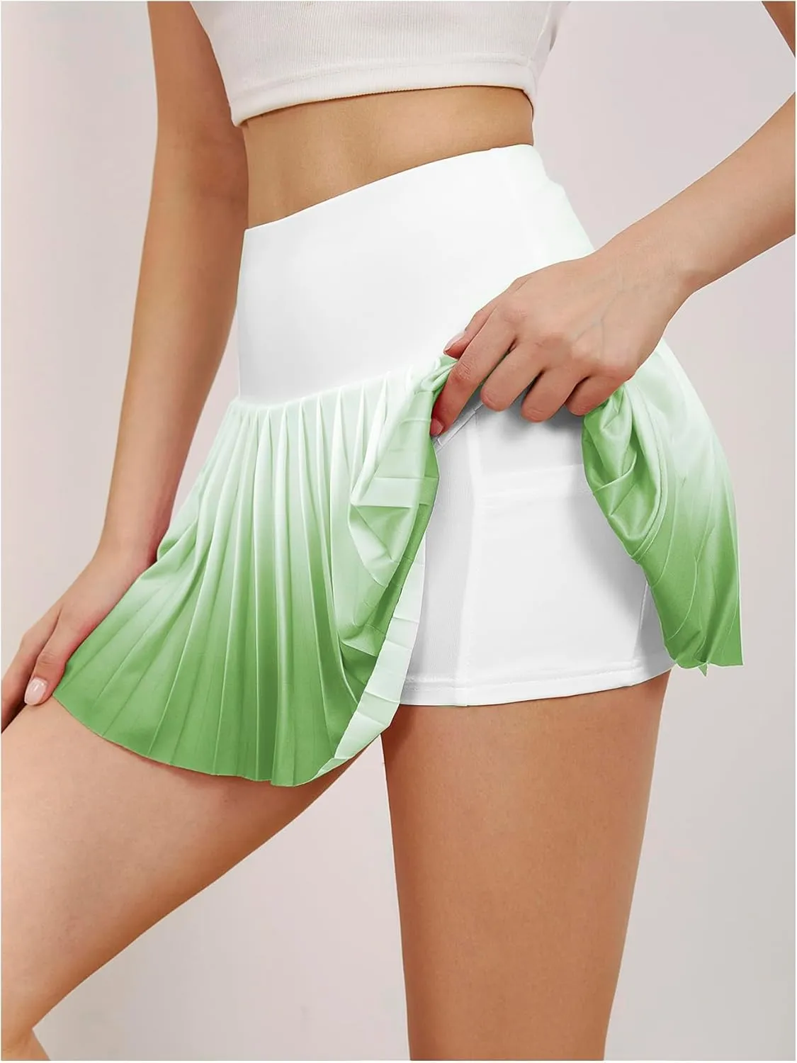 Milumia Women's Pleated Tennis Skirt with Shorts Ombre Print High Waisted Mini Athletic Golf Workout Sport Skorts