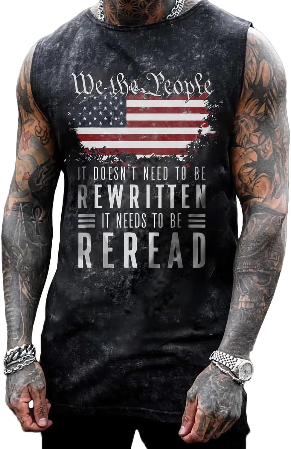 NINESTAR Men's Skull Graphic 3D Print Sleeveless Crewneck Shirt Quick Dry Sports Tank Tops