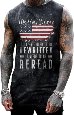 NINESTAR Men's Skull Graphic 3D Print Sleeveless Crewneck Shirt Quick Dry Sports Tank Tops