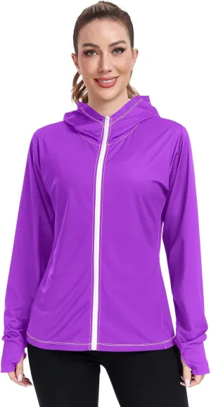 ODAWA Ruby Womens Upf Hoodie Upf 50 Sun Protection Shirt Long Sleeve Women's Hoodie Zip Front Rash Guard
