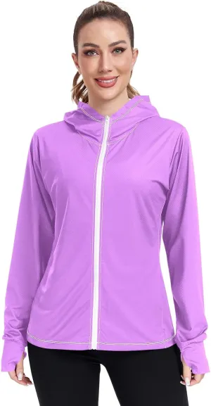ODAWA Ruby Womens Upf Hoodie Upf 50 Sun Protection Shirt Long Sleeve Women's Hoodie Zip Front Rash Guard