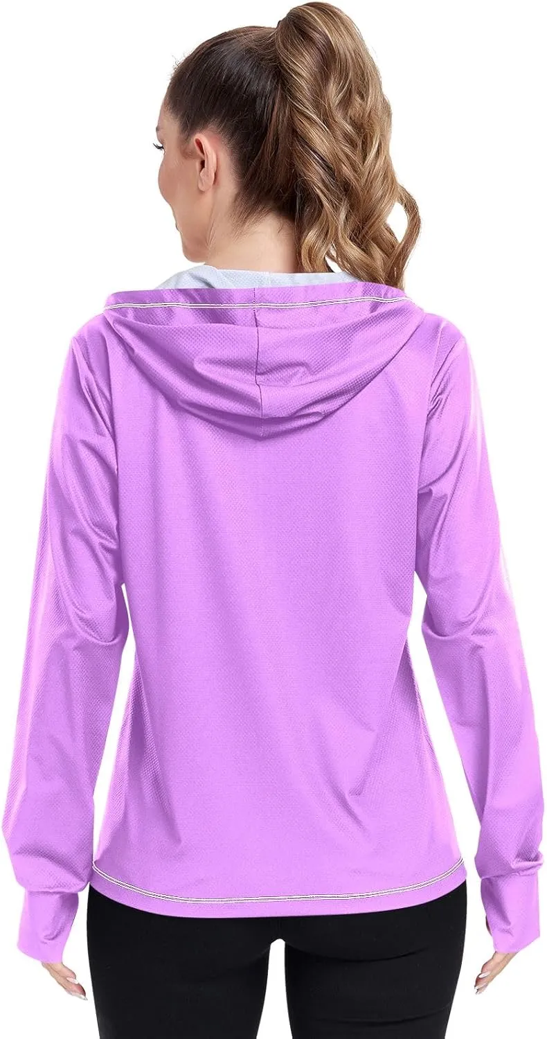 ODAWA Ruby Womens Upf Hoodie Upf 50 Sun Protection Shirt Long Sleeve Women's Hoodie Zip Front Rash Guard