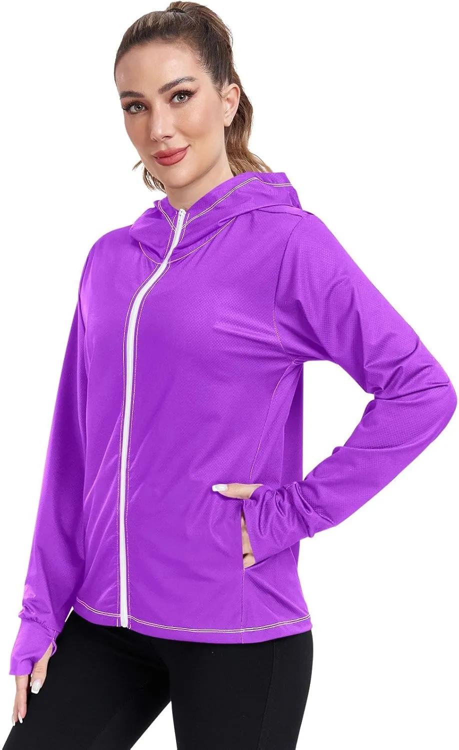 ODAWA Ruby Womens Upf Hoodie Upf 50 Sun Protection Shirt Long Sleeve Women's Hoodie Zip Front Rash Guard