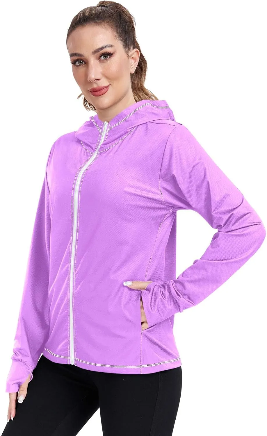 ODAWA Ruby Womens Upf Hoodie Upf 50 Sun Protection Shirt Long Sleeve Women's Hoodie Zip Front Rash Guard