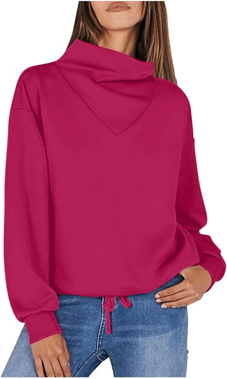 Oplxuo Women's Cowl Neck Oversized Sweatshirts Long Sleeve Hoodie Fall Trendy Pullover Preppy Clothes Cute Teen Girls Outfits