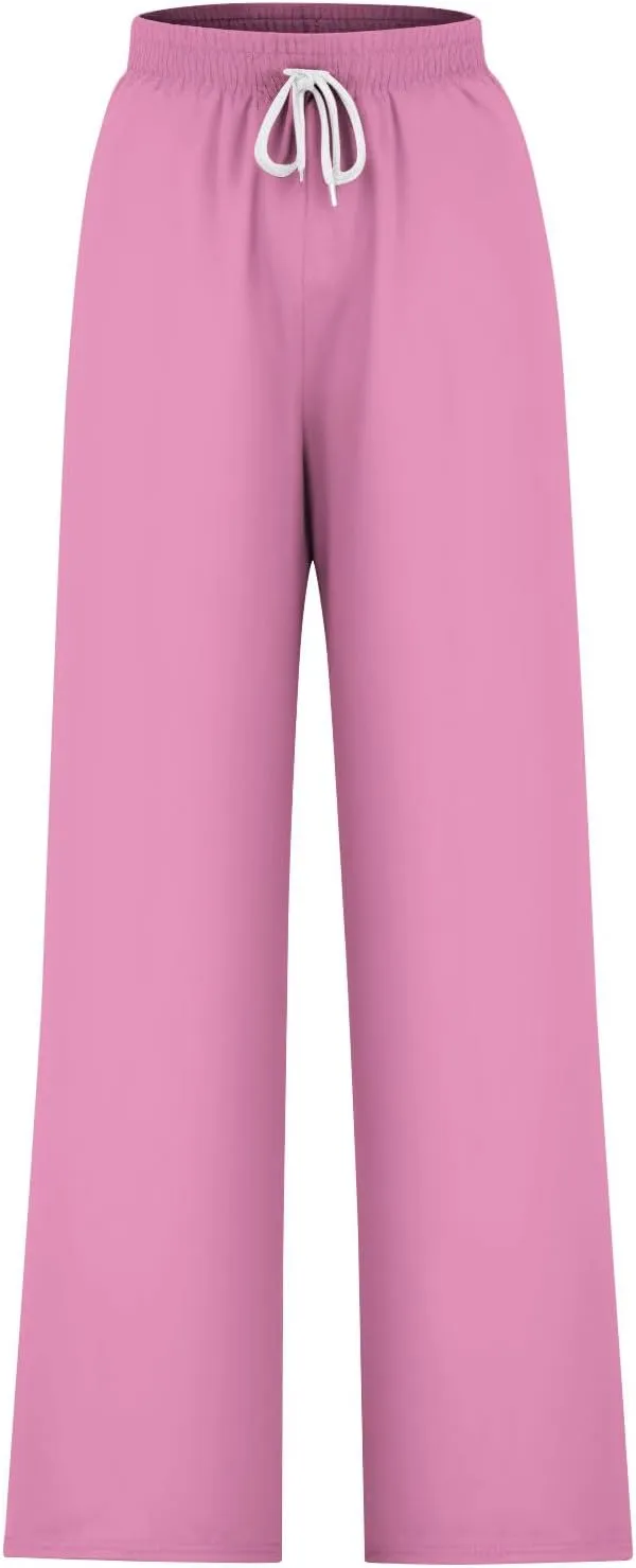 Palazzo Pants for Women Straight Wide Leg Pants Drawstring High Waist Trousers Spring Fashion Lounge Pants with Pocket