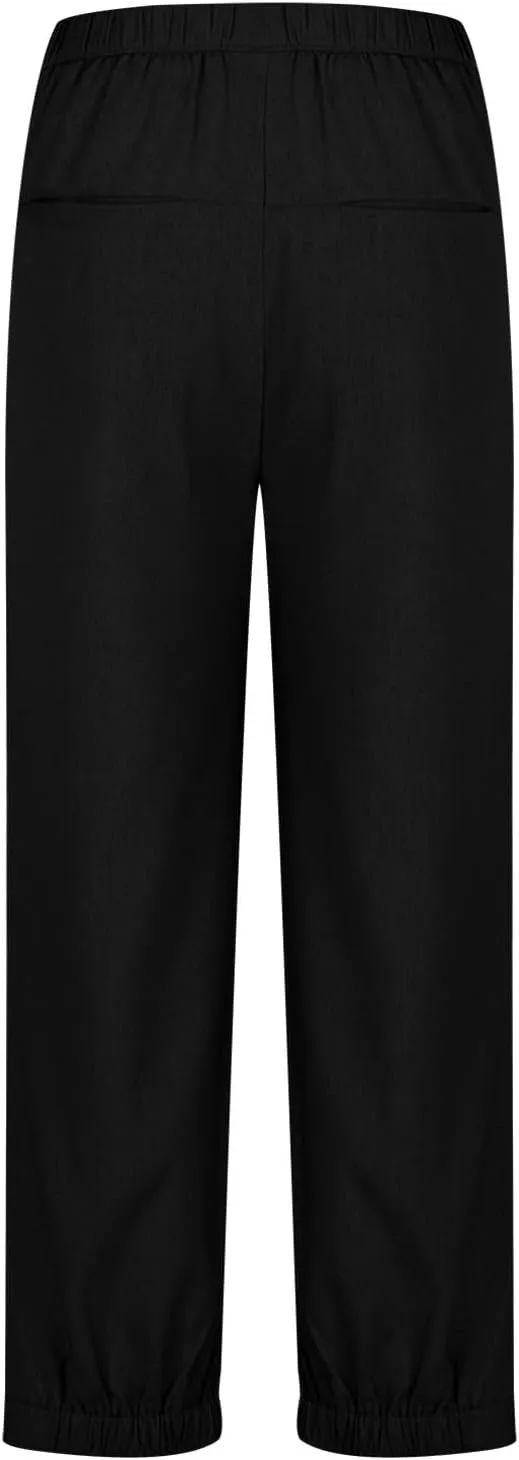 Pants for Women Women's Autumn Fashion Solid Color Elastic Waisted Casual Cropped Pants with Pockets 2024