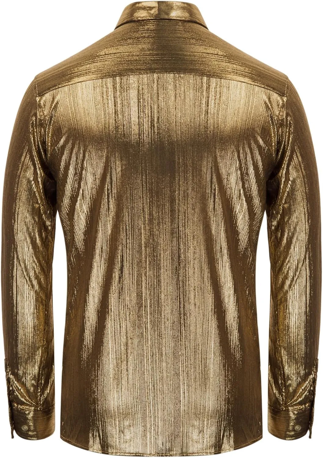 PJ PAUL JONES Men's 70s Disco Shirts Luxury Metallic Sequins Button Down Long Sleeve Party Shirt Nightclub Costume Tops