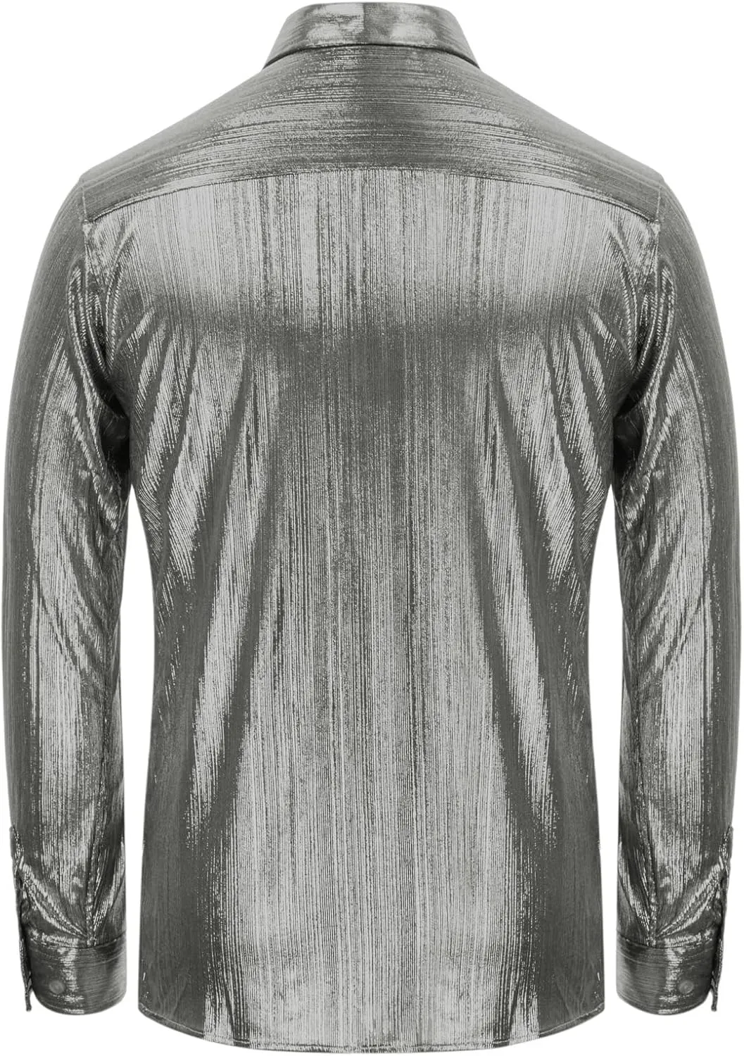 PJ PAUL JONES Men's 70s Disco Shirts Luxury Metallic Sequins Button Down Long Sleeve Party Shirt Nightclub Costume Tops