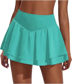 Pleated Tennis Skirts for Women High Waisted Golf Skorts Tummy Control Cheerleading Skirts Active Athletic Skort