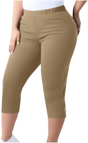 Plus Size Capri Leggings for Women High Waist Tummy Control Stretchy Workout Yoga Pants Casual Summer Capri Pants