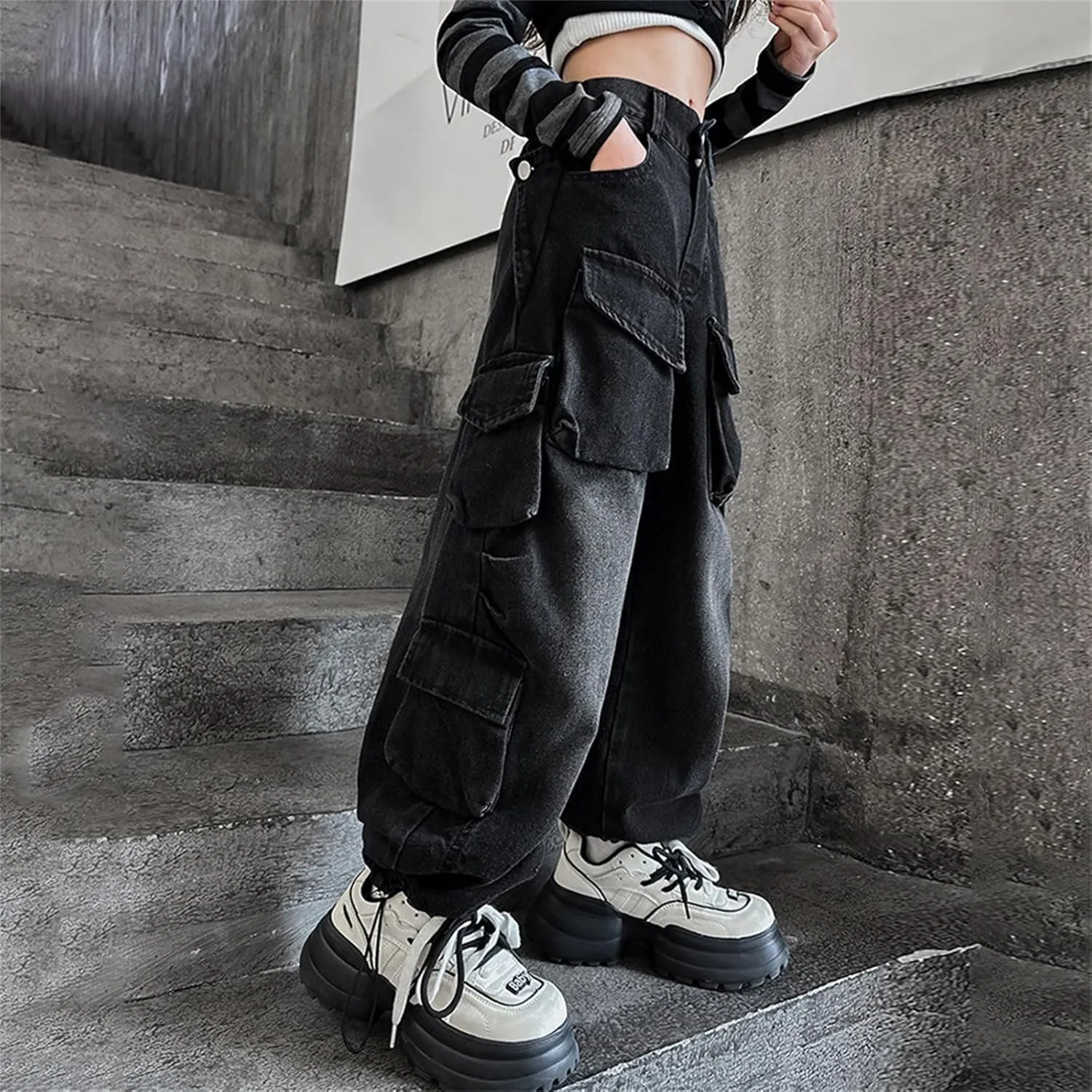 Preschool Girls Pants Kids Girls Ripped Distressed Washed Baggy Wide Leg Casual Jeans Size 5 16 5t Sweatpants Girls