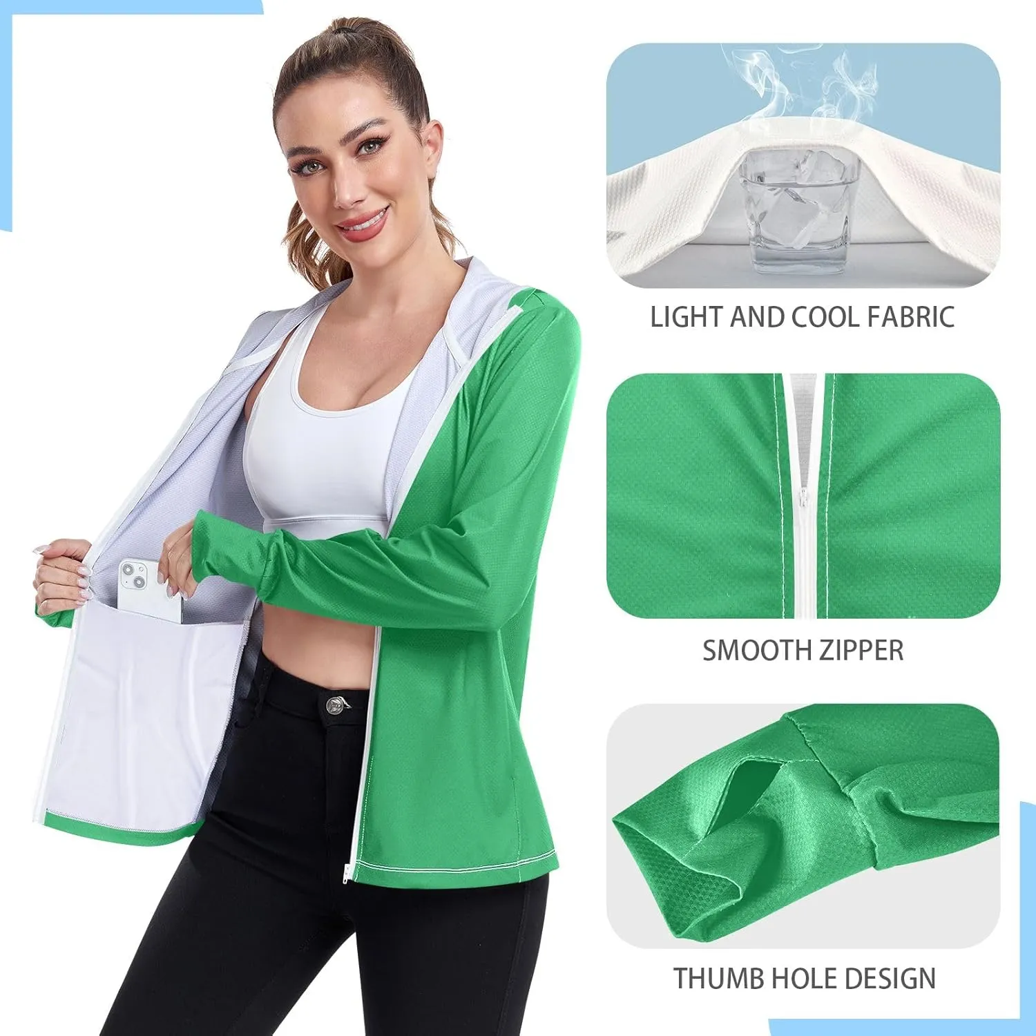 Purple Womens UPF Hoodie UPF 50  Sun Protection Jacket Hooded Women's Hoodie Rash Guard