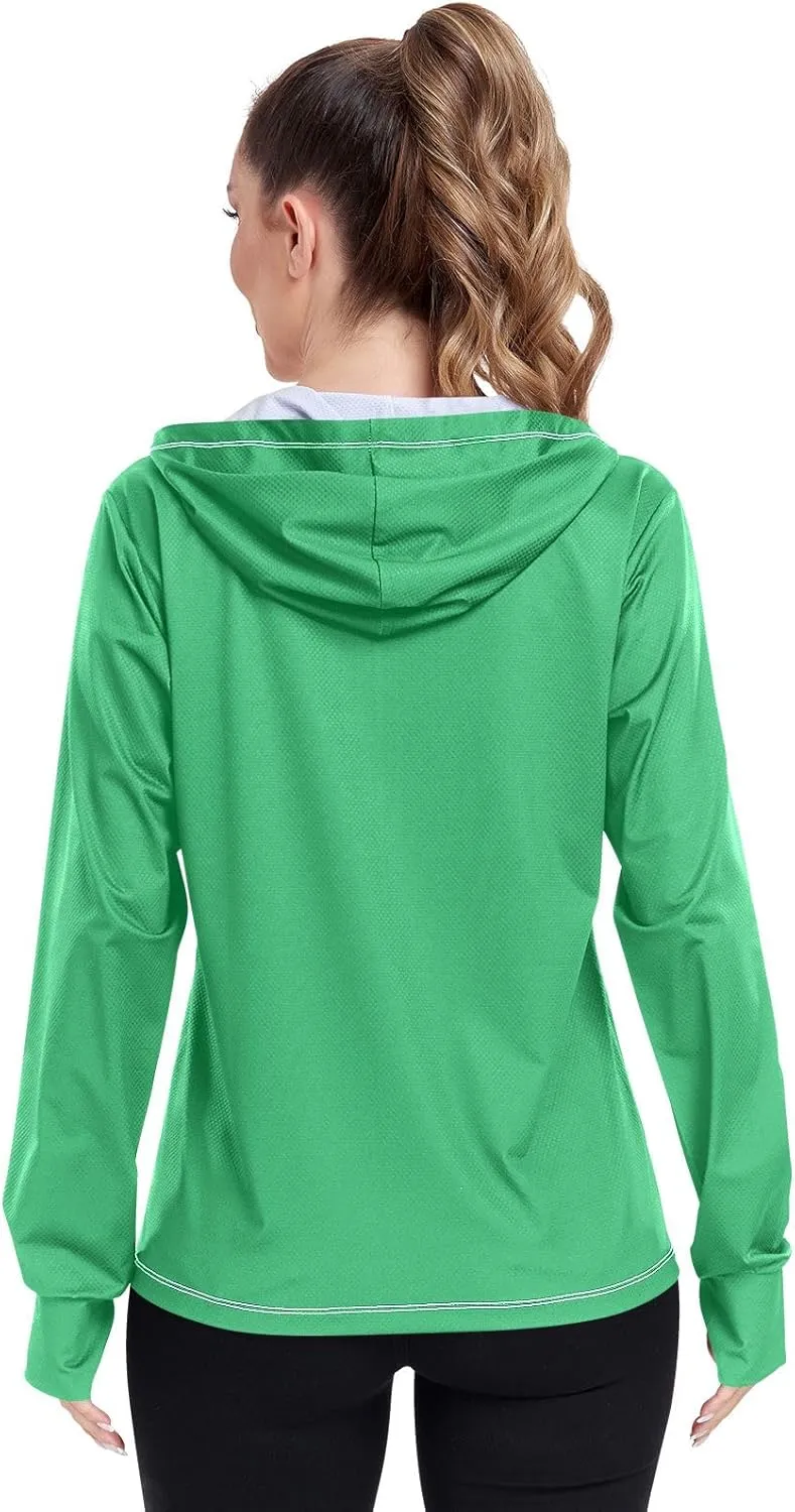 Purple Womens UPF Hoodie UPF 50  Sun Protection Jacket Hooded Women's Hoodie Rash Guard