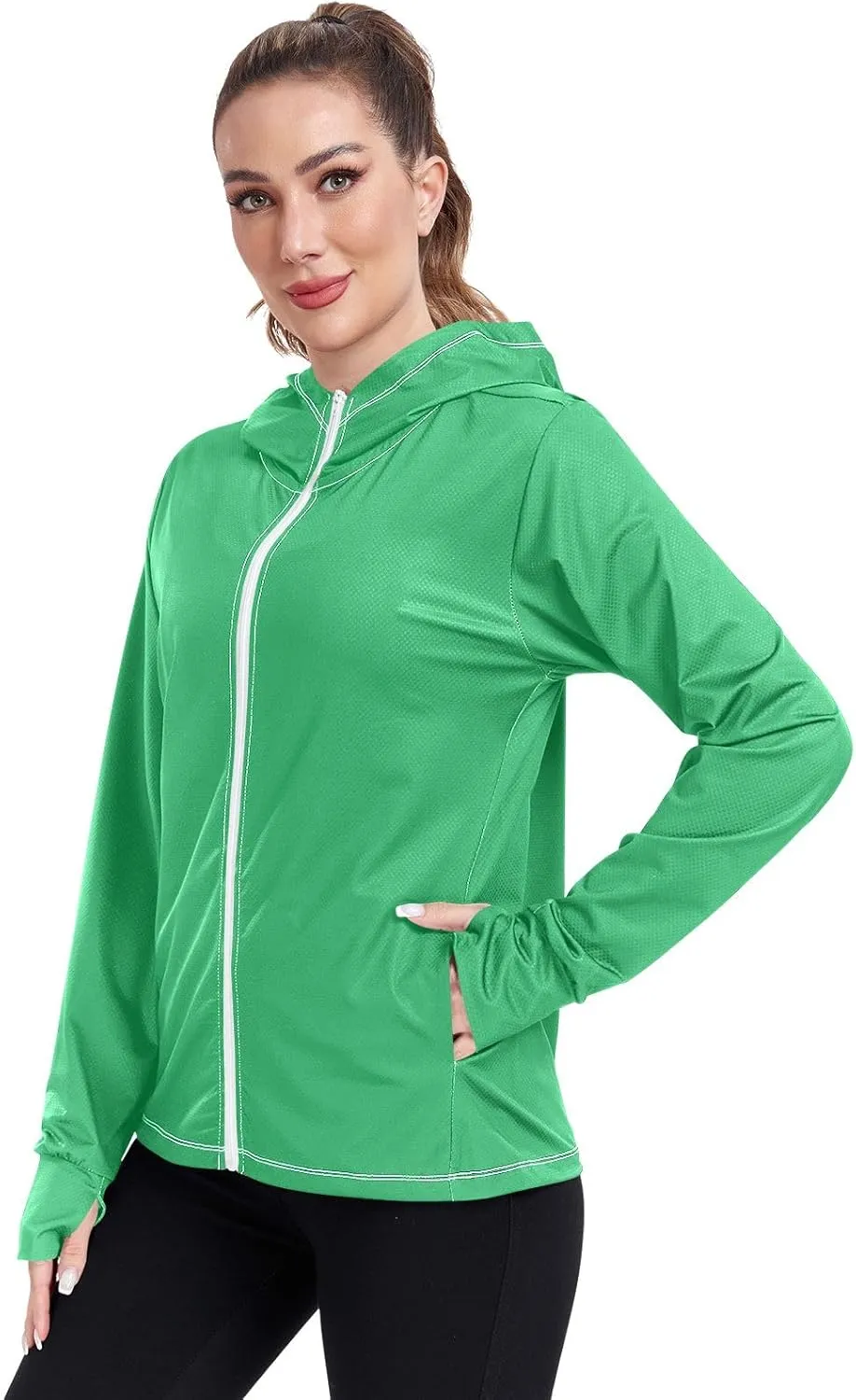 Purple Womens UPF Hoodie UPF 50  Sun Protection Jacket Hooded Women's Hoodie Rash Guard
