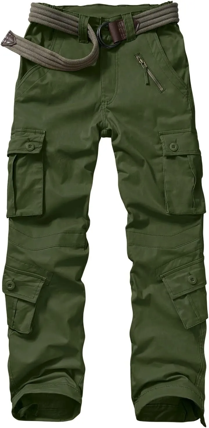 Raroauf Women's Causal Cotton Cargo Pants Military Combat Workwear Capri Pants with 8 Pockets