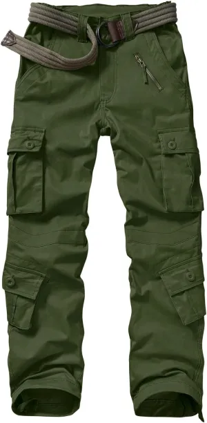 Raroauf Women's Causal Cotton Cargo Pants Military Combat Workwear Capri Pants with 8 Pockets
