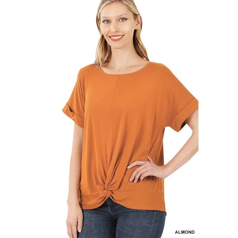 RAYON SPAN CREPE KNOT-FRONT TOP