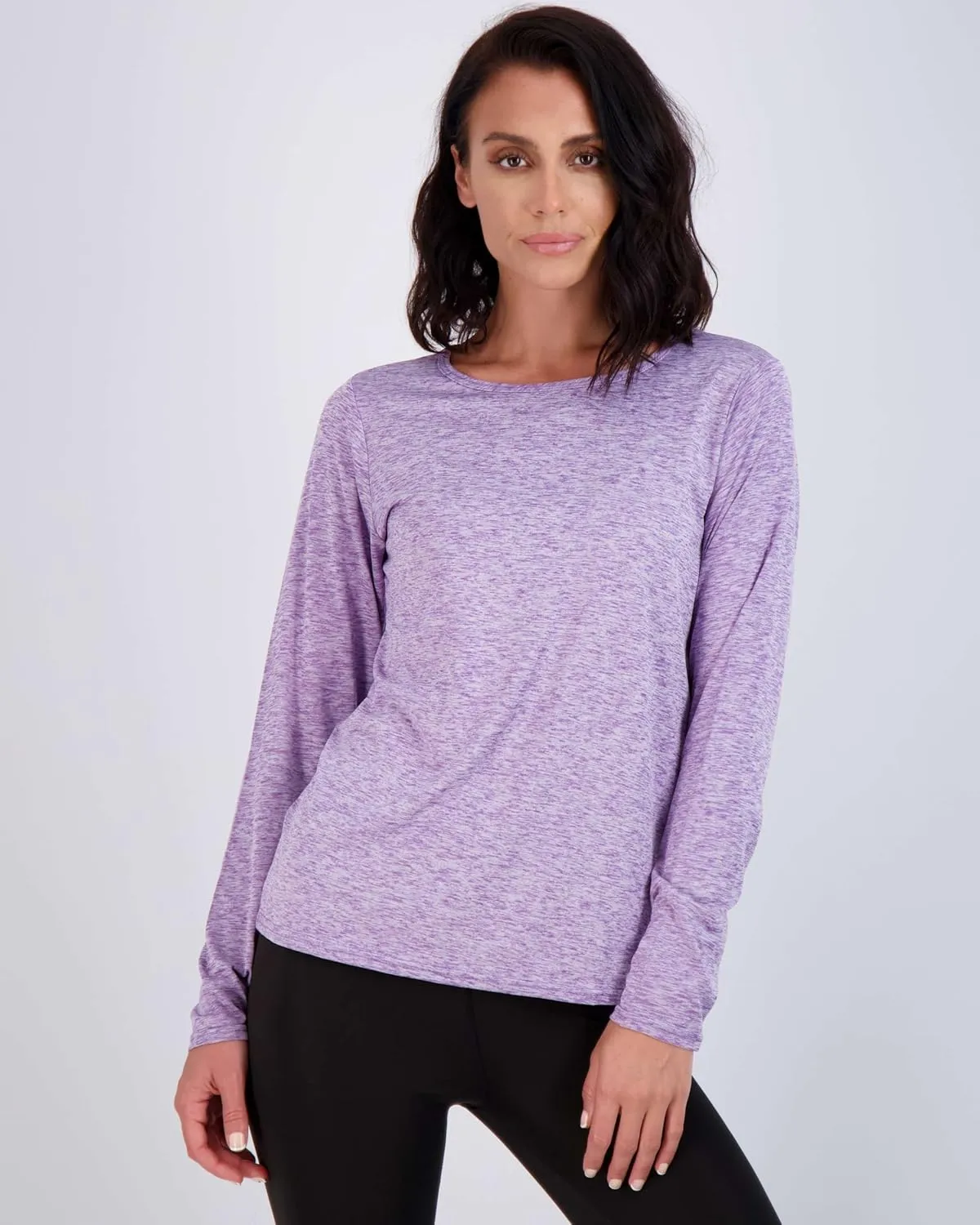 Real Essentials 4 Pack: Women's Dry-Fit Tech Stretch Long-Sleeve Athletic Workout T-Shirt (Available in Plus Size)