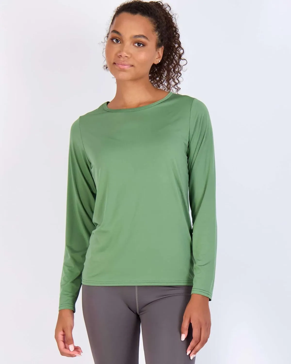Real Essentials 4 Pack: Women's Dry-Fit Tech Stretch Long-Sleeve Athletic Workout T-Shirt (Available in Plus Size)