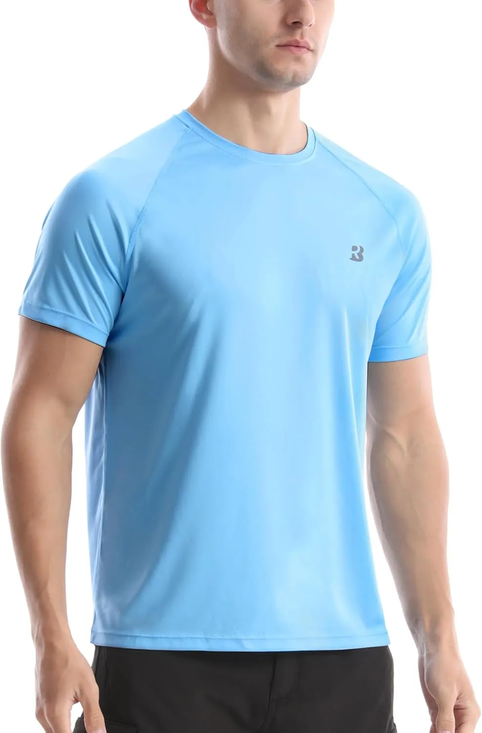 Roadbox Men's Rash Guard Short Sleeve, UPF 50  UV Sun Protection Swim Shirts, Quick Dry Lightweight Water Surf Beach T-Shirt