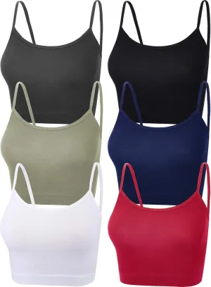 SATINIOR 6 Pack Women Crop Tops Cropped Tank Top Bundle Sleeveless Spaghetti Strap for Sports Yoga