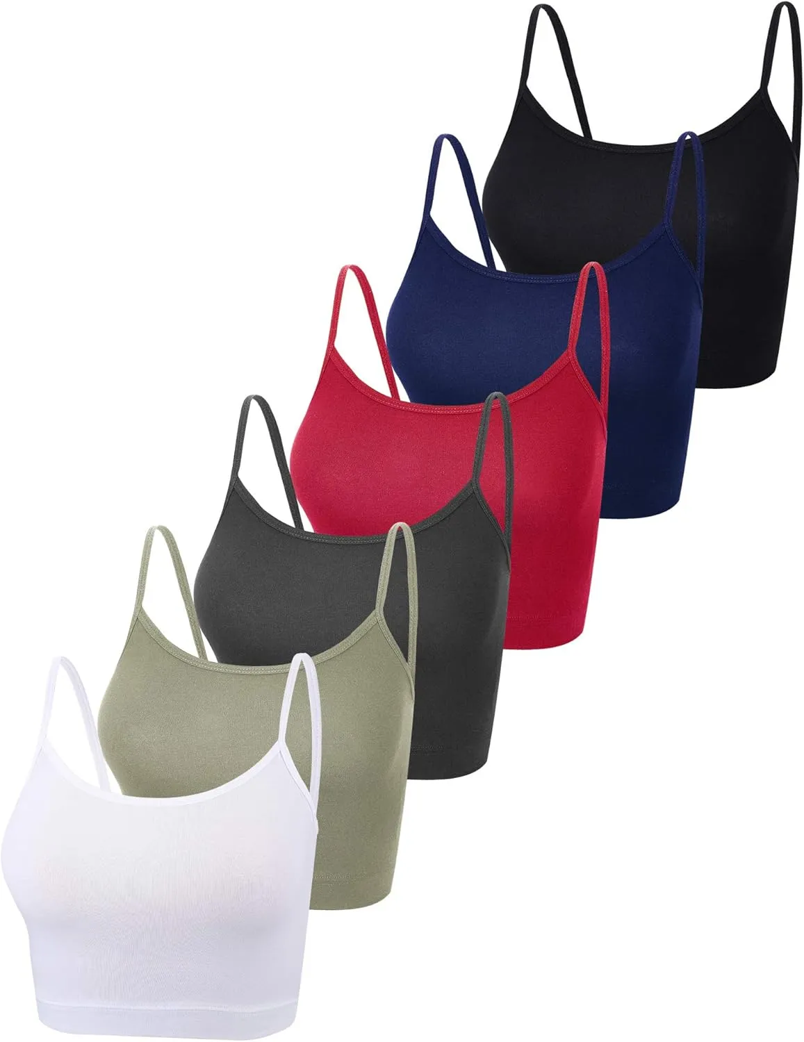 SATINIOR 6 Pack Women Crop Tops Cropped Tank Top Bundle Sleeveless Spaghetti Strap for Sports Yoga