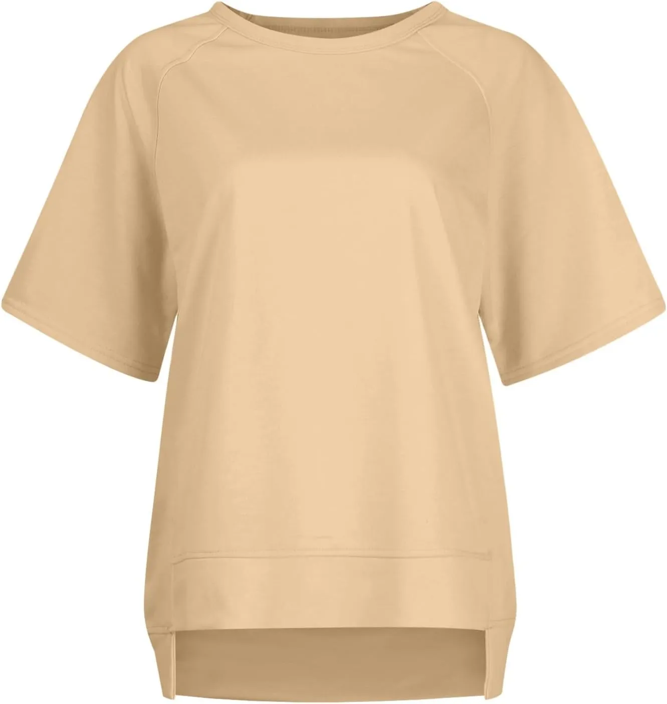 Short Sleeve Sweatshirt Women 2024 Oversized T Shirts Crewneck Casual Summer Tops Lightweight Loose High Low Blouse