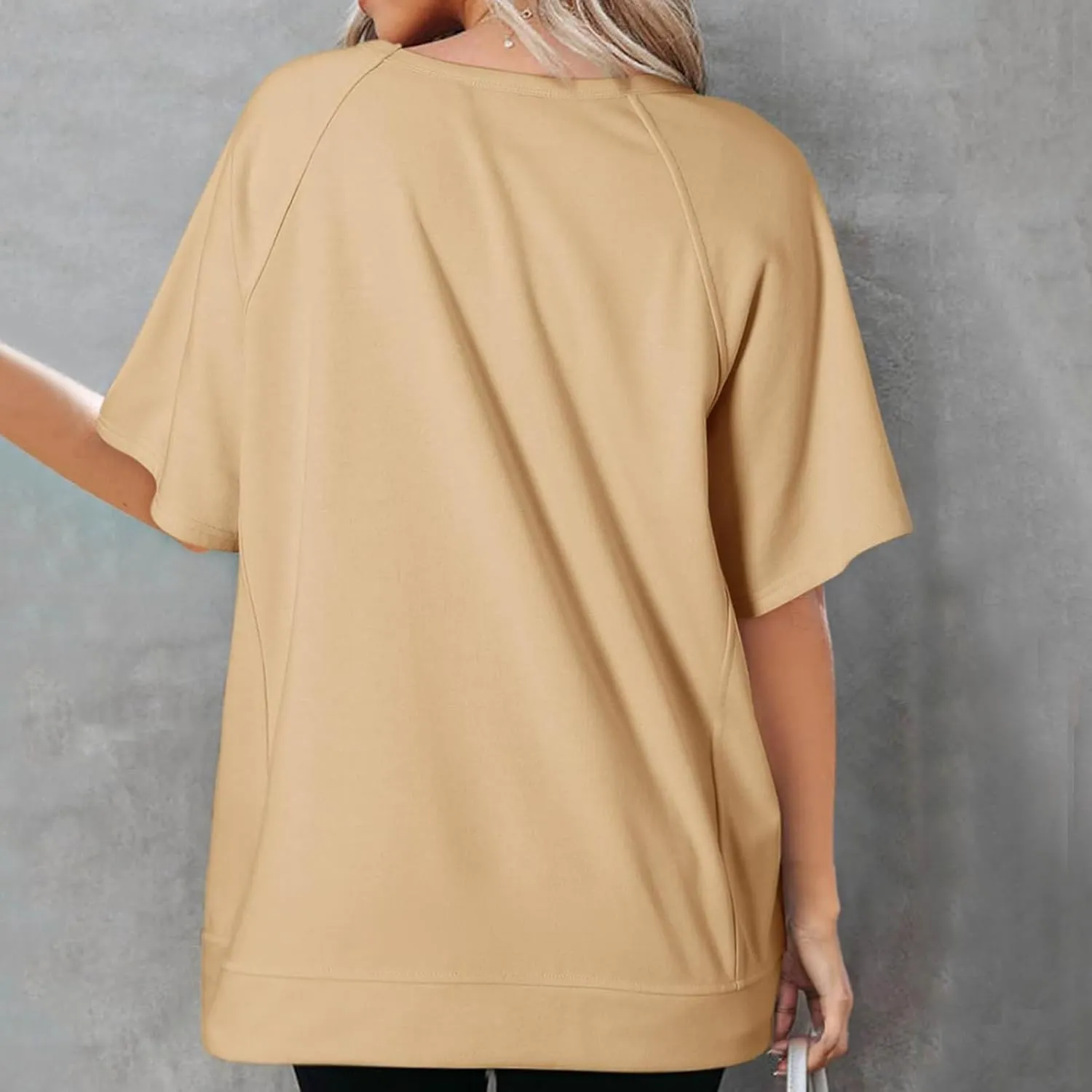 Short Sleeve Sweatshirt Women 2024 Oversized T Shirts Crewneck Casual Summer Tops Lightweight Loose High Low Blouse