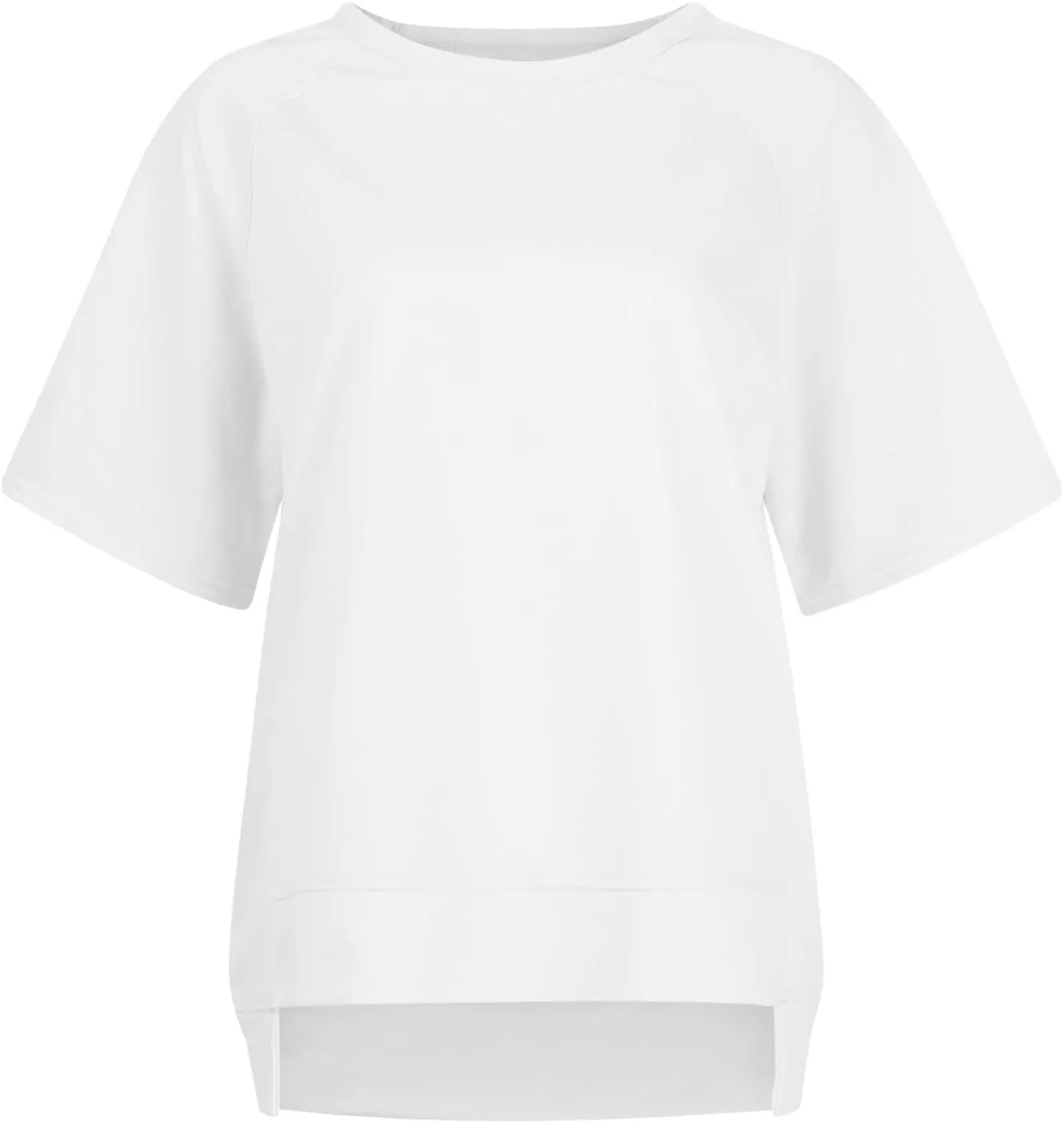 Short Sleeve Sweatshirt Women 2024 Oversized T Shirts Crewneck Casual Summer Tops Lightweight Loose High Low Blouse
