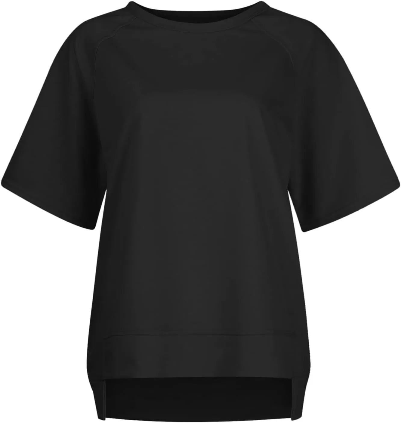 Short Sleeve Sweatshirt Women 2024 Oversized T Shirts Crewneck Casual Summer Tops Lightweight Loose High Low Blouse