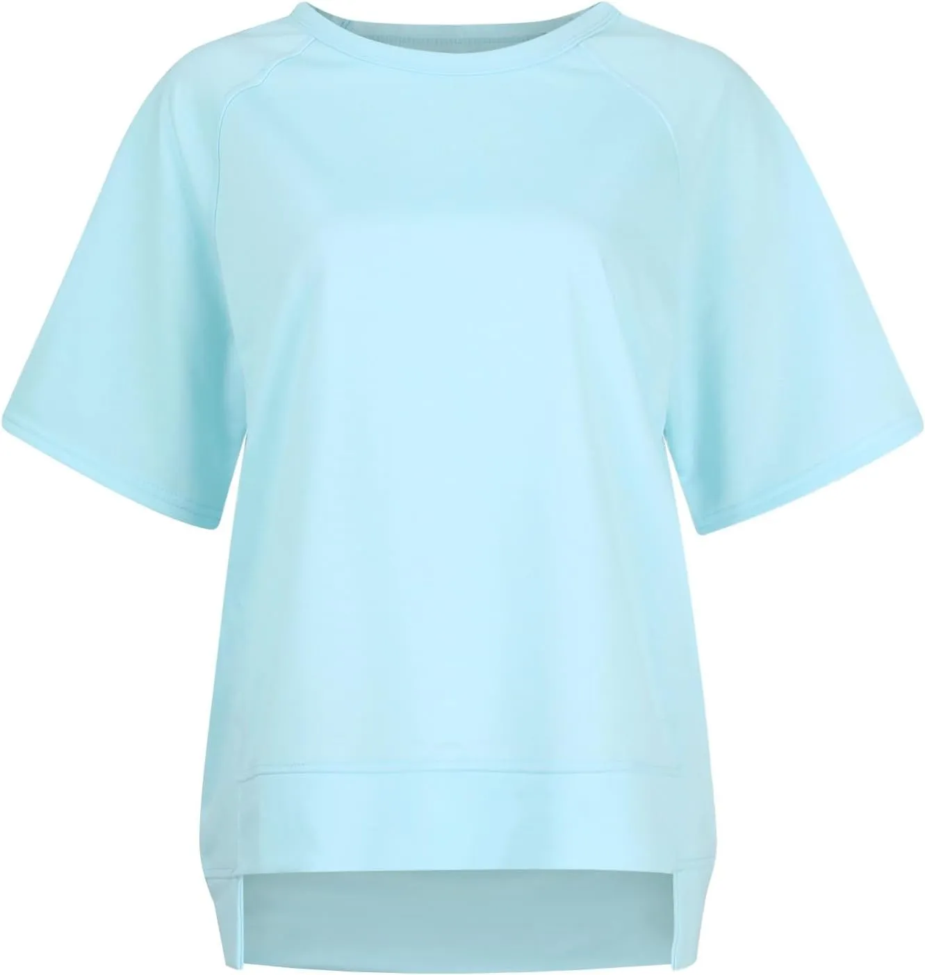 Short Sleeve Sweatshirt Women 2024 Oversized T Shirts Crewneck Casual Summer Tops Lightweight Loose High Low Blouse