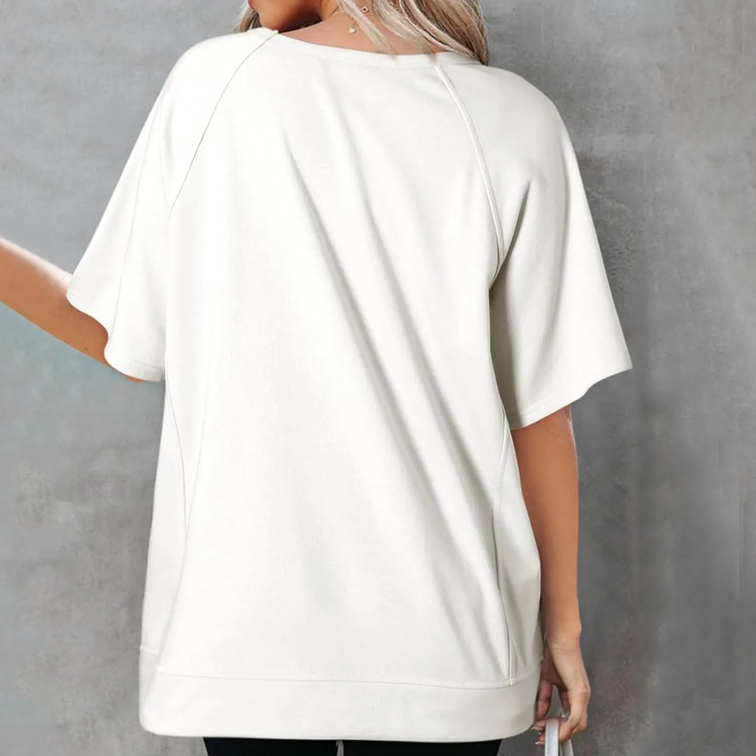 Short Sleeve Sweatshirt Women 2024 Oversized T Shirts Crewneck Casual Summer Tops Lightweight Loose High Low Blouse