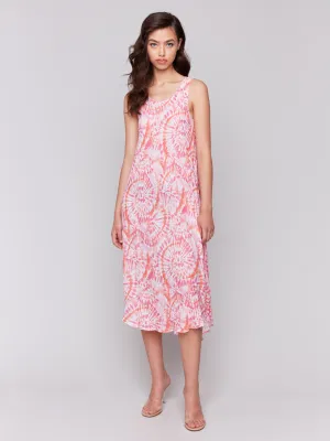 Sleeveless Printed Rayon Dress - Papaya