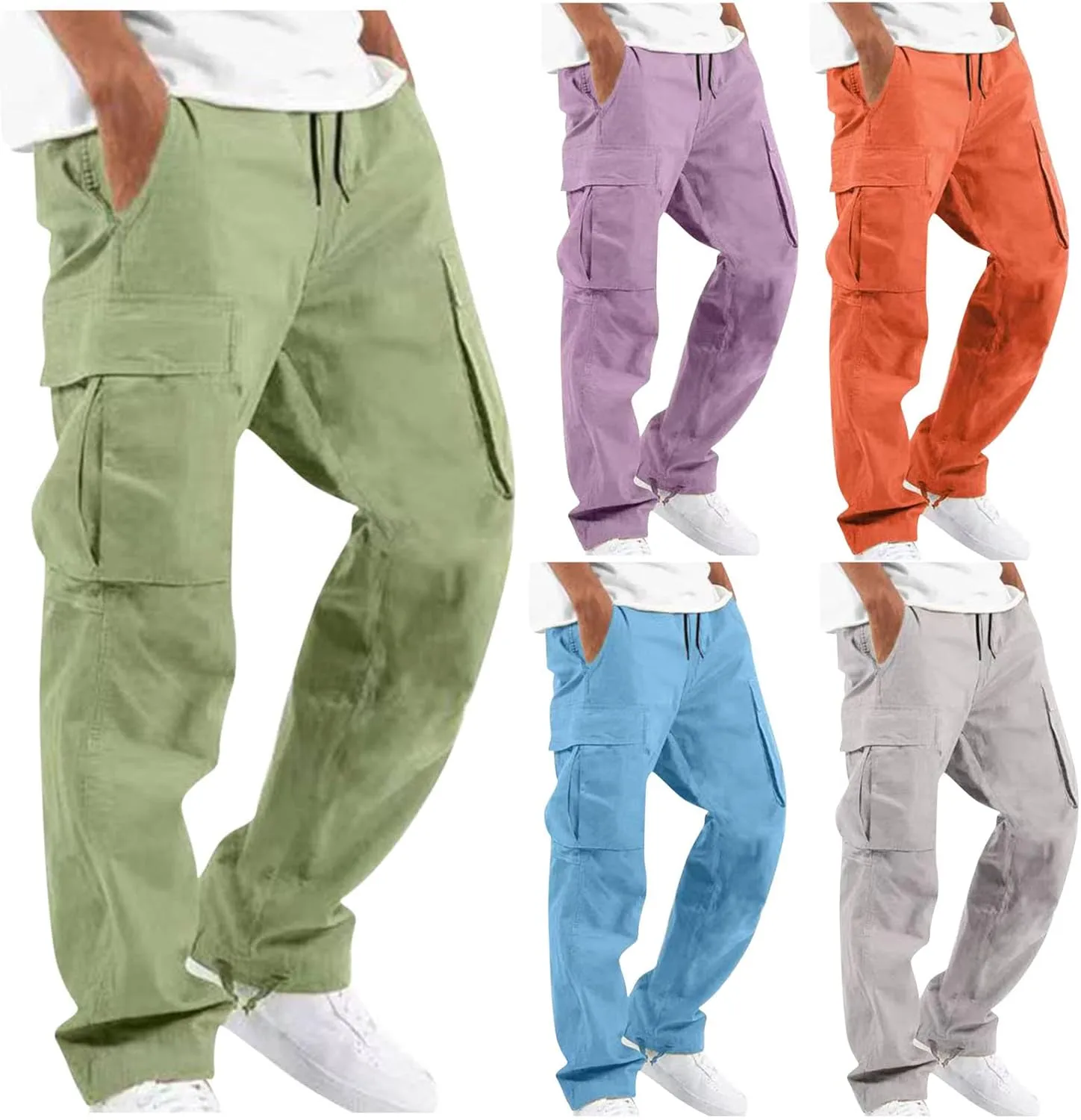 SMIDOW Mens Cargo Pants Relaxed Fit Elastic Waist Casual Loose Joggers Workout Athletic Pant Trousers Trendy Sweatpants