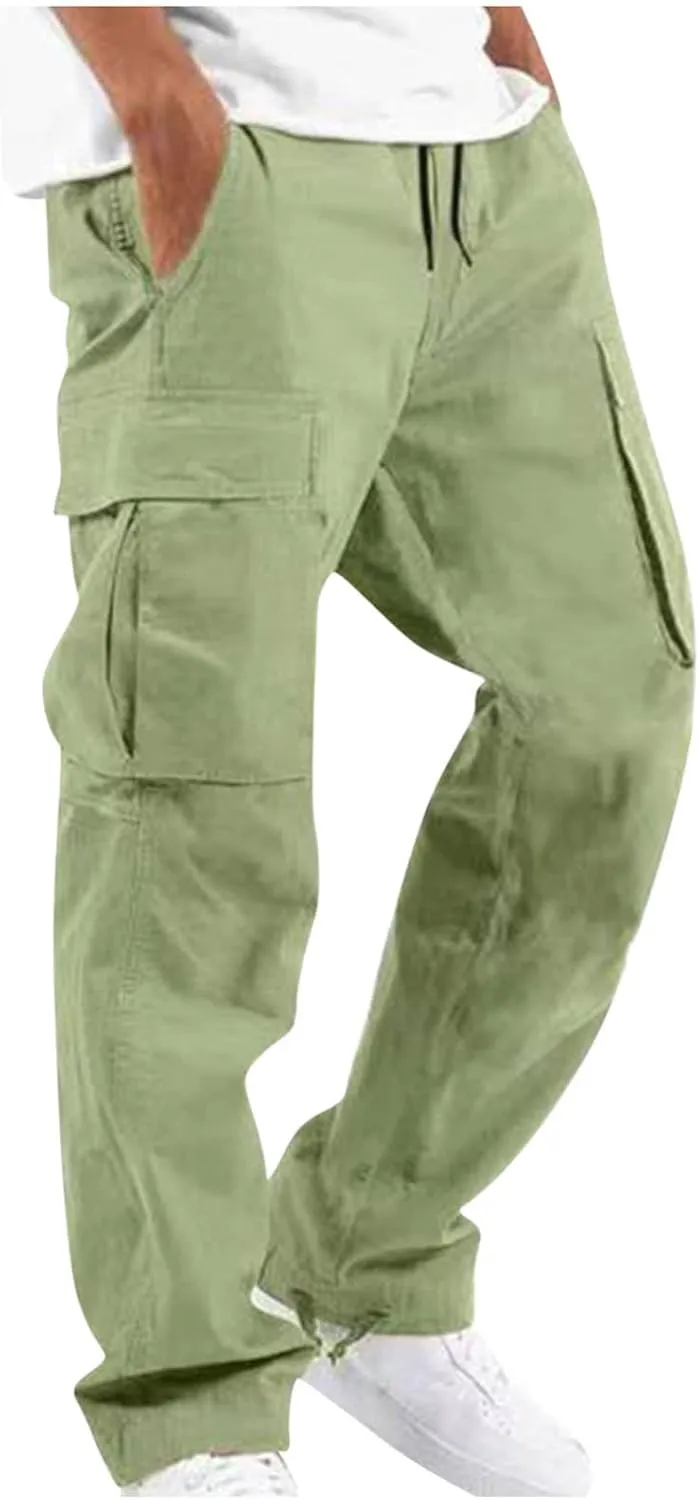 SMIDOW Mens Cargo Pants Relaxed Fit Elastic Waist Casual Loose Joggers Workout Athletic Pant Trousers Trendy Sweatpants