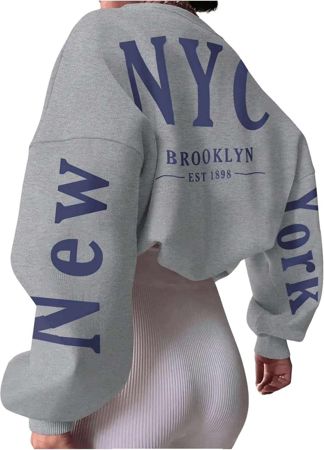 SOLY HUX Women's Oversized Preppy Sweatshirts Letter Graphic Crew Neck Long Sleeve Pullover Tops